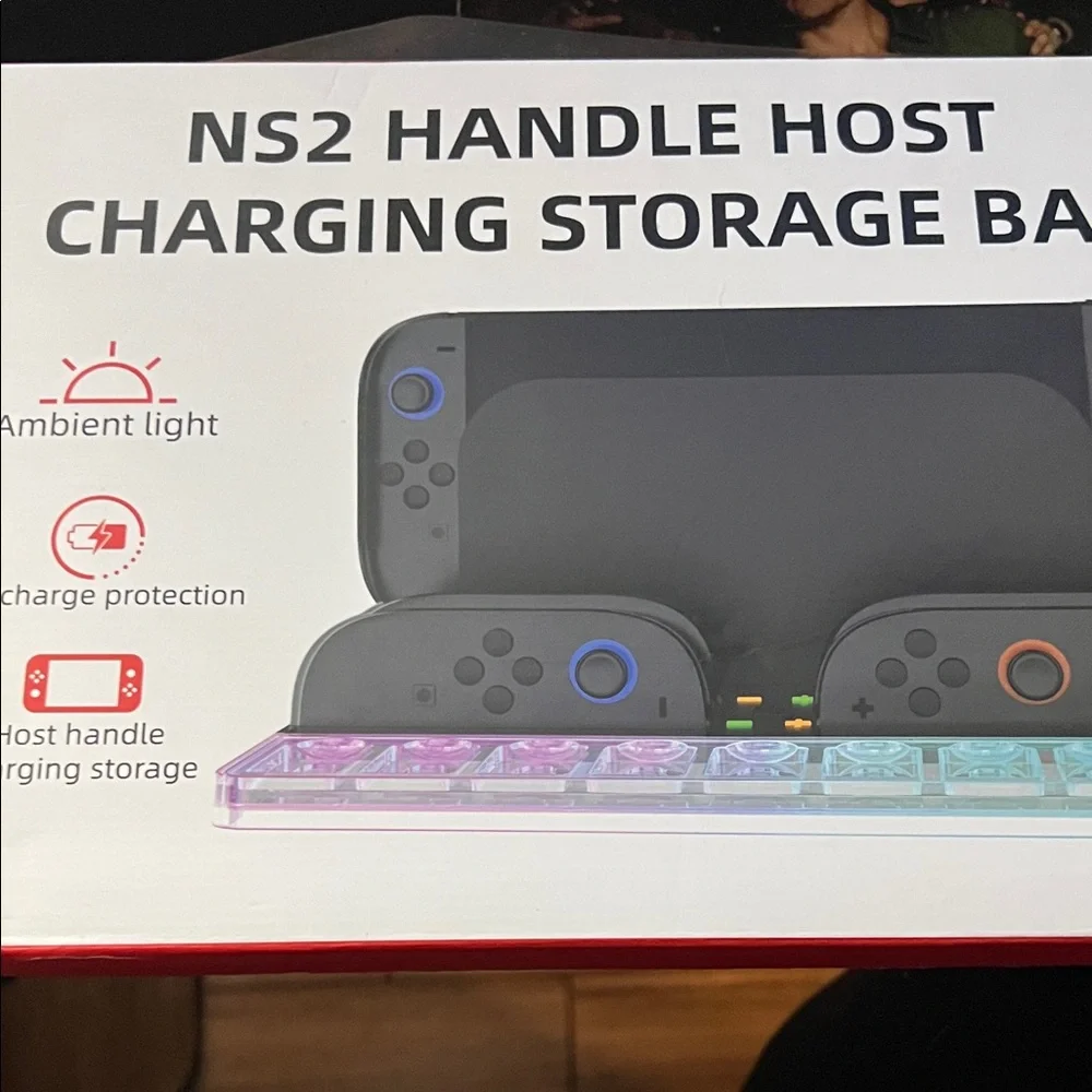 Nintendo Switch 2 Black Gaming Console Dock with LED Lights